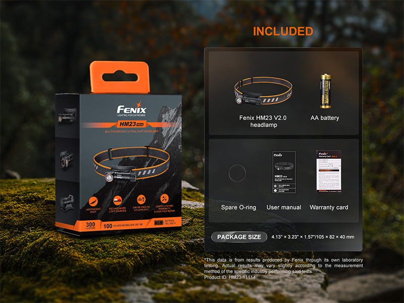 Lampe Frontale Fenix HM23 V2.0 300 Lumens - Polyvalente - Ultra légère