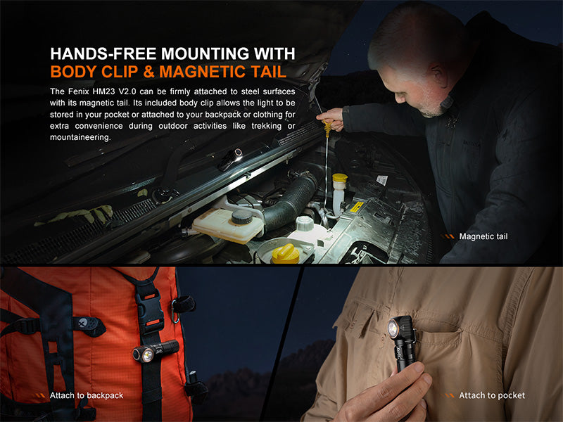 Lampe Frontale Fenix HM23 V2.0 300 Lumens - Polyvalente - Ultra légère - NYCTALOPE