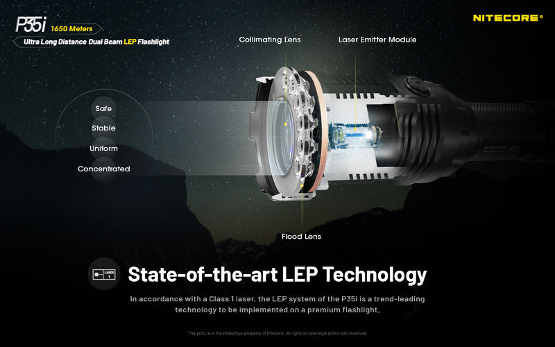 Lampe torche tactique laser Nitecore P35i LEP – 3000 Lumens Nitecore