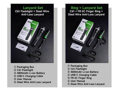 Lampe Torche Nextorch C61 3500 Lumens - Double Faisceau - Variation Continue - Rechargeable USB-C  NYCTALOPE  