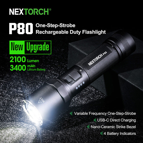 Lampe Torche Nextorch P80B - 2100Lumens rechargeable USB-C  NYCTALOPE  