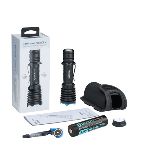 Lampe Torche Tactique Olight Warrior X Turbo 1100 Lumens - Portée 1000 Mètres - Batterie 21700 Rechargeable  NYCTALOPE  