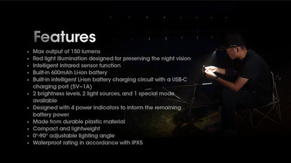 Lampe Frontale Nitecore NU11 – 150 Lumens  NYCTALOPE  