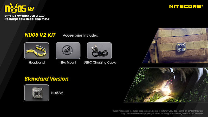 Lampe Frontale Nitecore NU05V2 KIT – 40 Lumens  NYCTALOPE  