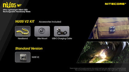 Lampe Frontale Nitecore NU05V2 KIT – 40 Lumens  NYCTALOPE  