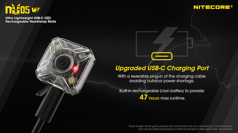Lampe Frontale Nitecore NU05V2 KIT – 40 Lumens  NYCTALOPE  