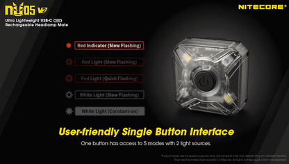 Lampe Frontale Nitecore NU05V2 KIT – 40 Lumens  NYCTALOPE  