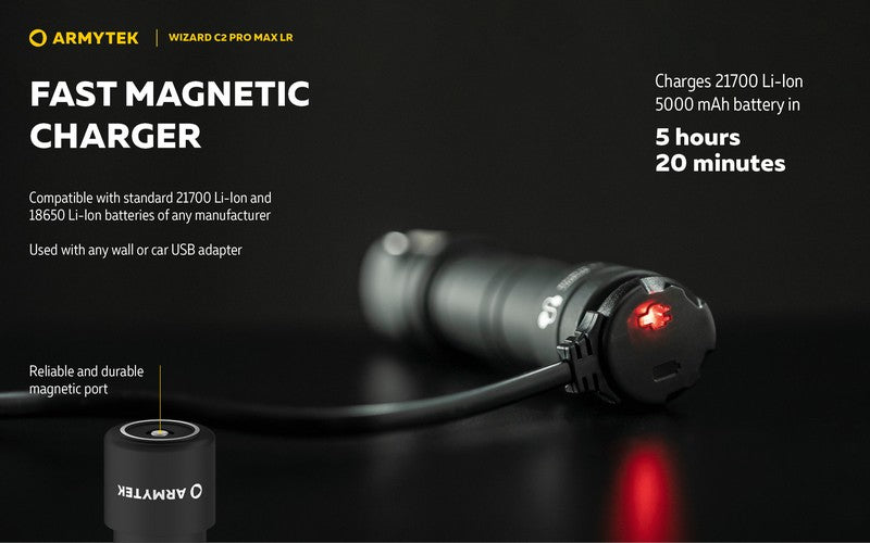 Lampe Frontale Armytek Wizard C2 PRO MAX LR Magnet USB 4150/3870 Lumens  NYCTALOPE  