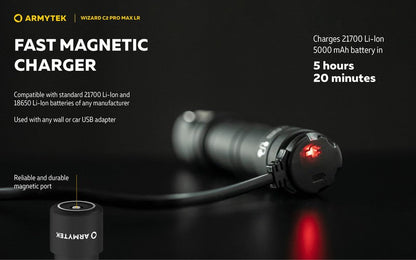 Lampe Frontale Armytek Wizard C2 PRO MAX LR Magnet USB 4150/3870 Lumens  NYCTALOPE  