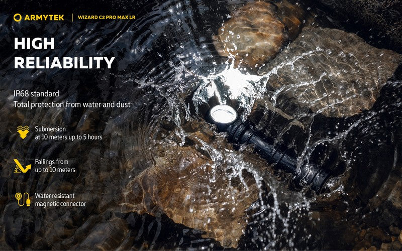 Lampe Frontale Armytek Wizard C2 PRO MAX LR Magnet USB 4150/3870 Lumens  NYCTALOPE  