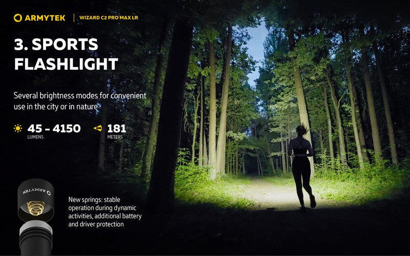 Lampe Frontale Armytek Wizard C2 PRO MAX LR Magnet USB 4150/3870 Lumens  NYCTALOPE  