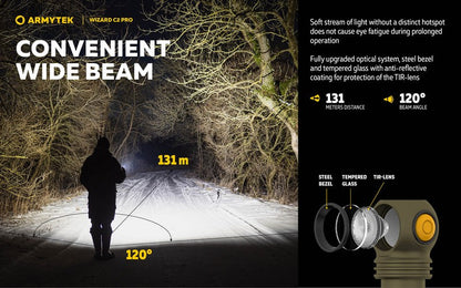 Lampe Frontale Armytek Wizard C2 PRO OLIVE Magnet USB 2500 Lumens  NYCTALOPE  