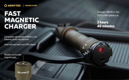 Lampe Frontale Armytek Wizard C2 PRO OLIVE Magnet USB 2500 Lumens  NYCTALOPE  