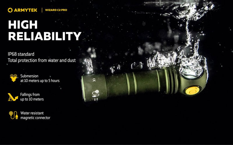 Lampe Frontale Armytek Wizard C2 PRO OLIVE Magnet USB 2500 Lumens  NYCTALOPE  