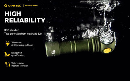 Lampe Frontale Armytek Wizard C2 PRO OLIVE Magnet USB 2500 Lumens  NYCTALOPE  