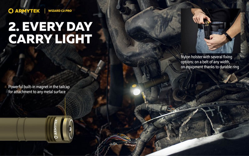 Lampe Frontale Armytek Wizard C2 PRO OLIVE Magnet USB 2500 Lumens  NYCTALOPE  