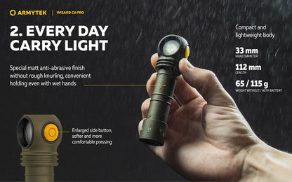 Lampe Frontale Armytek Wizard C2 PRO OLIVE Magnet USB 2500 Lumens  NYCTALOPE  