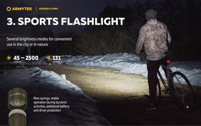 Lampe Frontale Armytek Wizard C2 PRO OLIVE Magnet USB 2500 Lumens  NYCTALOPE  