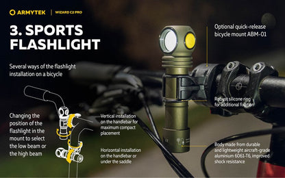 Lampe Frontale Armytek Wizard C2 PRO OLIVE Magnet USB 2500 Lumens  NYCTALOPE  