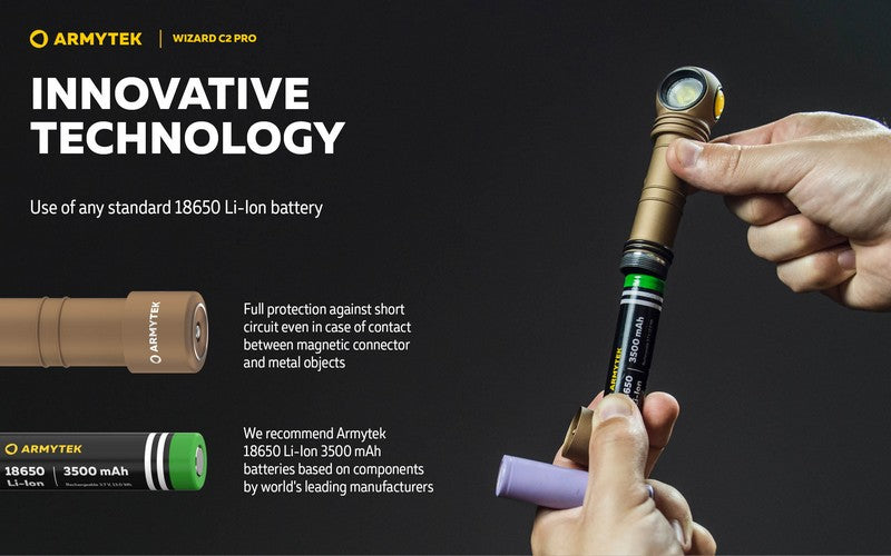 Lampe Frontale Armytek Wizard C2 PRO SAND Magnet USB 2500 Lumens  NYCTALOPE  