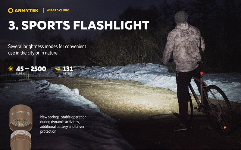 Lampe Frontale Armytek Wizard C2 PRO SAND Magnet USB 2500 Lumens  NYCTALOPE  