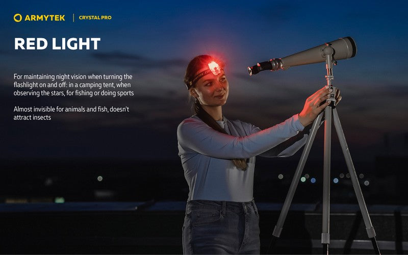 Lampe Armytek Crystal PRO – 220 Lumens Blanc + 30 Lumens Rouge - Accéléromètre  NYCTALOPE  