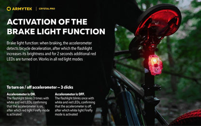 Lampe Armytek Crystal PRO – 220 Lumens Blanc + 30 Lumens Rouge - Accéléromètre  NYCTALOPE  