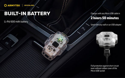 Lampe Armytek Crystal PRO – 220 Lumens Blanc + 30 Lumens Rouge - Accéléromètre  NYCTALOPE  