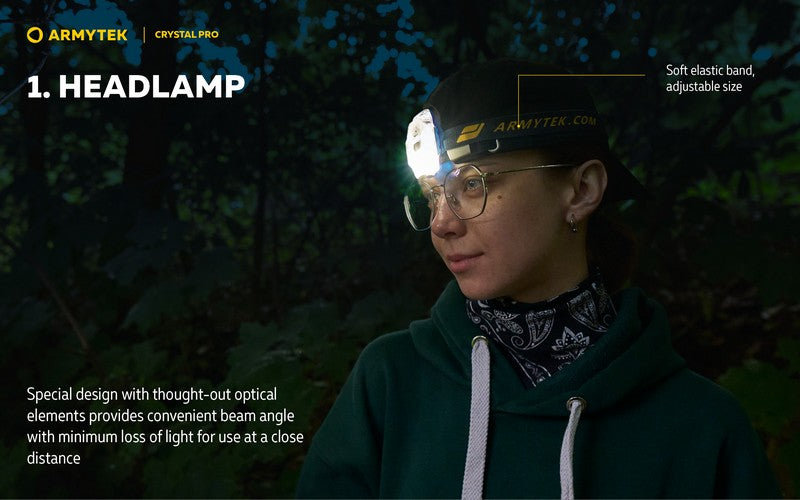 Lampe Armytek Crystal PRO – 220 Lumens Blanc + 30 Lumens Rouge - Accéléromètre  NYCTALOPE  