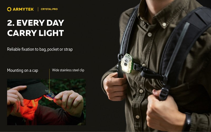 Lampe Armytek Crystal PRO – 220 Lumens Blanc + 30 Lumens Rouge - Accéléromètre  NYCTALOPE  