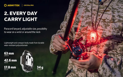 Lampe Armytek Crystal PRO – 220 Lumens Blanc + 30 Lumens Rouge - Accéléromètre  NYCTALOPE  