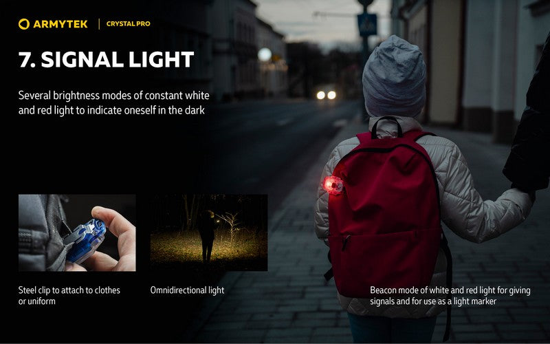 Lampe Armytek Crystal PRO – 220 Lumens Blanc + 30 Lumens Rouge - Accéléromètre  NYCTALOPE  