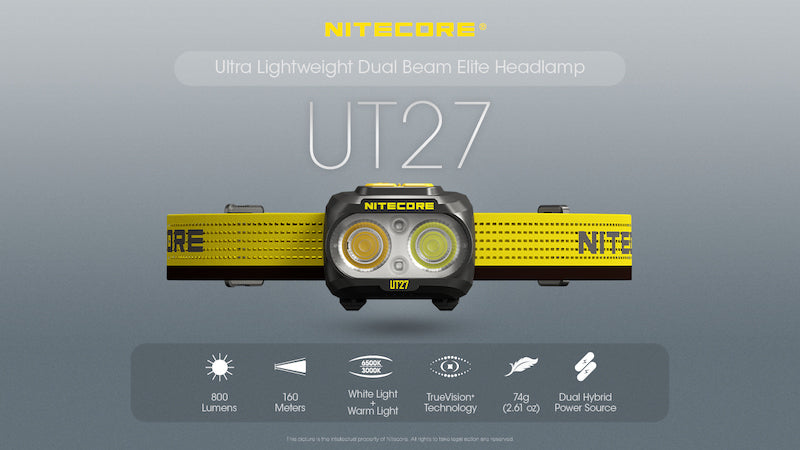 Lampe Frontale Nitecore UT27 NEW – 800 Lumens - Noire  NYCTALOPE  