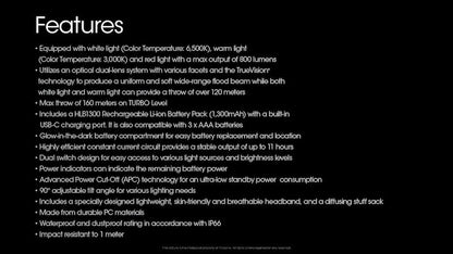 Lampe Frontale Nitecore UT27 NEW – 800 Lumens - Noire  NYCTALOPE  