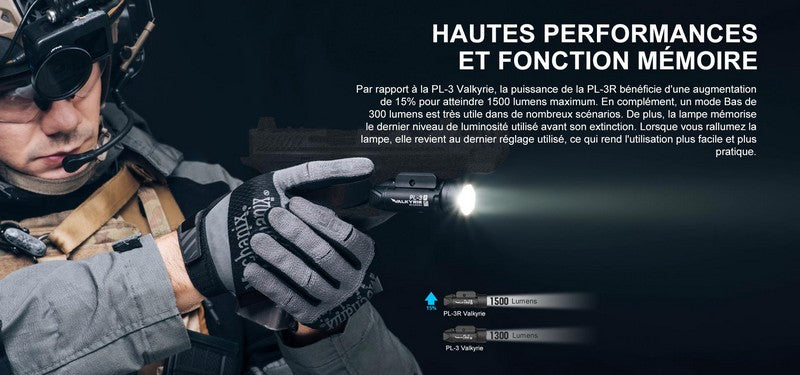 Lampe Torche Olight Valkyrie PL-3R Noir ou Tan – 1500 Lumens – Rechargeable  NYCTALOPE  