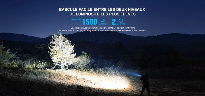 Lampe Torche Olight Valkyrie PL-3R Noir ou Tan – 1500 Lumens – Rechargeable  NYCTALOPE  