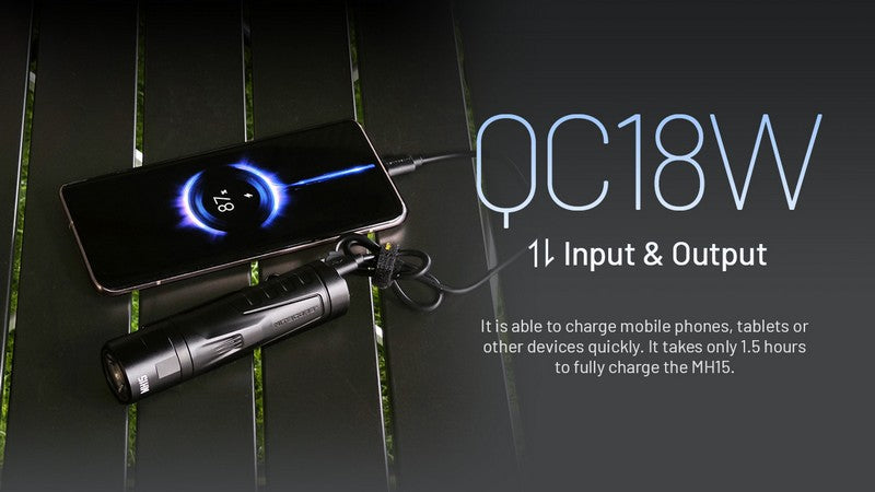 Lampe Torche Nitecore MH15 – 2000 Lumens USB-C rechargeable powerbank  NYCTALOPE  