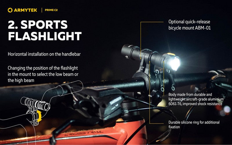 Lampe Torche Armytek Prime C2 Magnet USB – 1000/930 Lumens  NYCTALOPE  