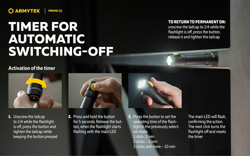Lampe Torche Armytek Prime C2 Magnet USB – 1000/930 Lumens  NYCTALOPE  