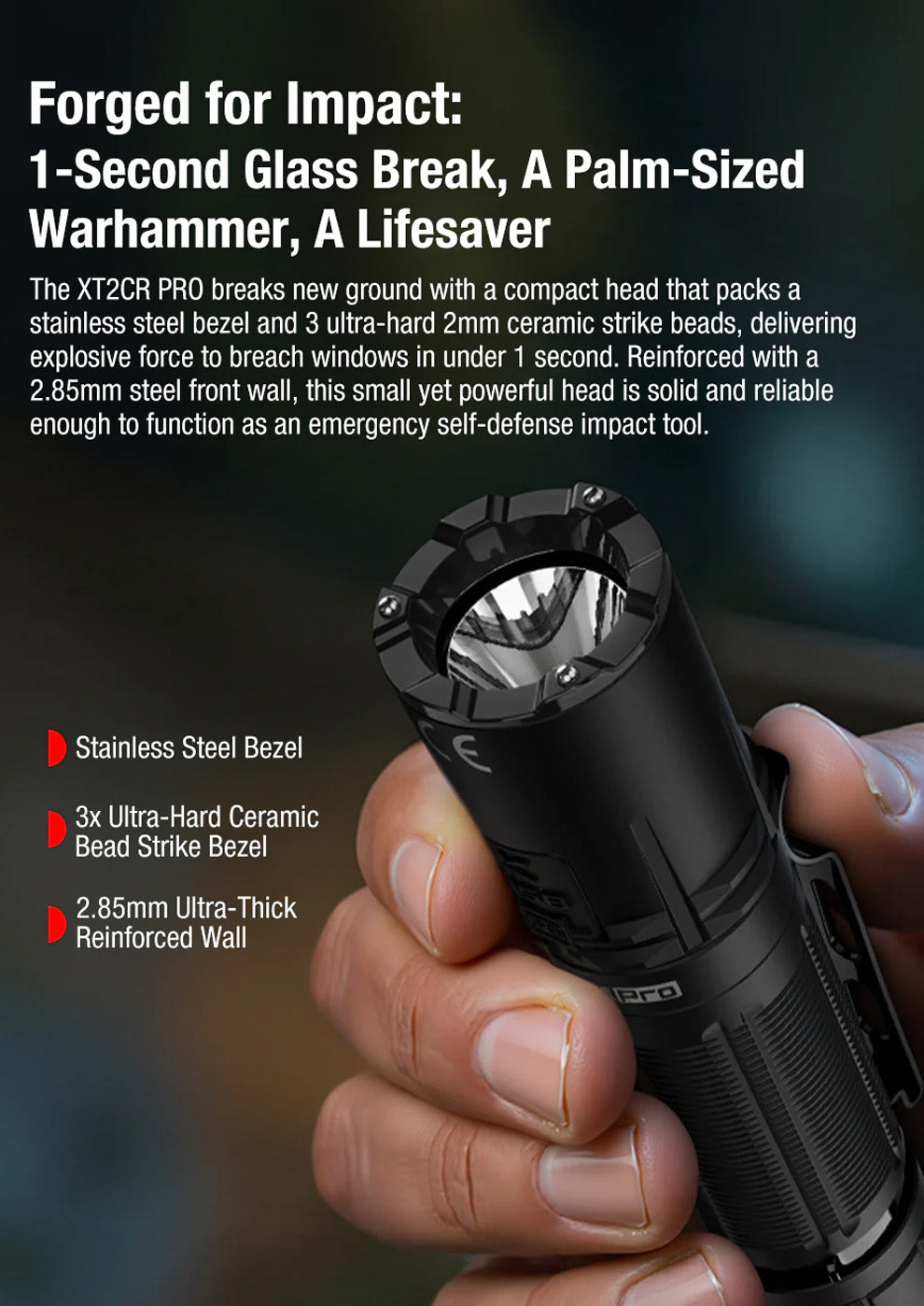 Lampe tactique Klarus XT2CR PRO 2025  – 2300 Lumens - Rechargeable en USB-C