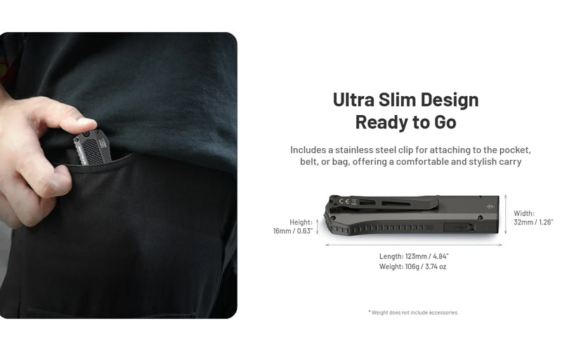 Lampe Torche Nitecore EDC17 - 1500 Lumens - LED Blanche + UV + Laser Vert - Design Plat Rechargeable USB-C  NYCTALOPE  