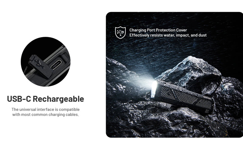 Lampe Torche Nitecore EDC17 - 1500 Lumens - LED Blanche + UV + Laser Vert - Design Plat Rechargeable USB-C  NYCTALOPE  