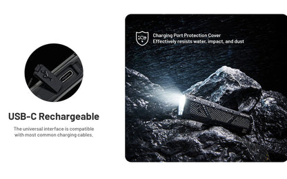 Lampe Torche Nitecore EDC17 - 1500 Lumens - LED Blanche + UV + Laser Vert - Design Plat Rechargeable USB-C  NYCTALOPE  