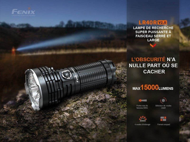 Lampe Torche Fenix LR40R V2.0 – 15000 Lumens - Rechargeable – NYCTALOPE