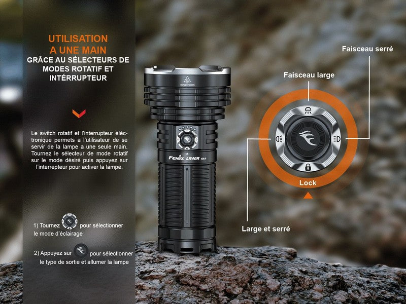 Lampe Torche Fenix LR40R V2.0 – 15000 Lumens - Rechargeable  NYCTALOPE  