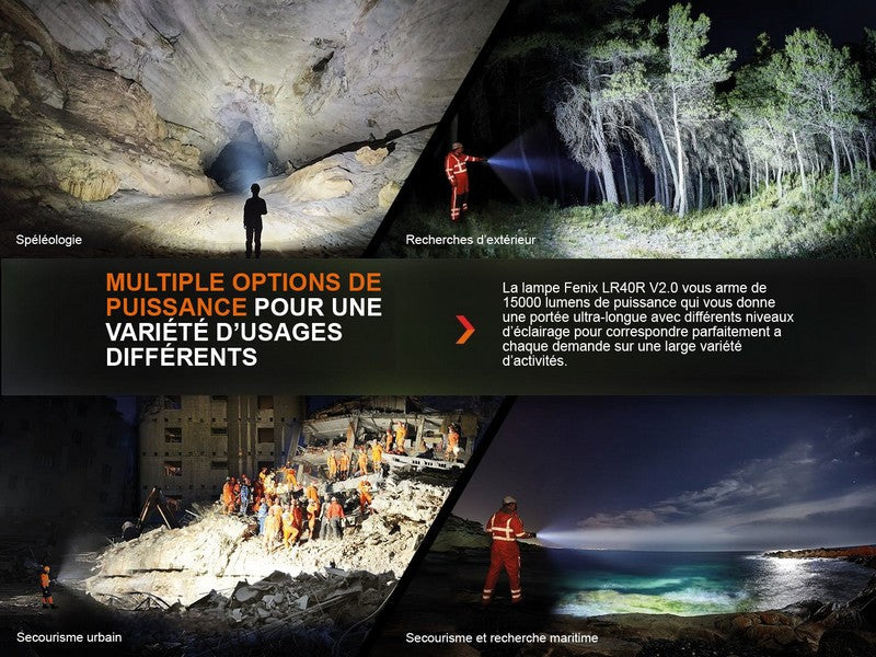 Lampe Torche Fenix LR40R V2.0 – 15000 Lumens - Rechargeable  NYCTALOPE  