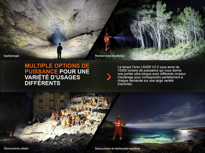 Lampe Torche Fenix LR40R V2.0 – 15000 Lumens - Rechargeable  NYCTALOPE  