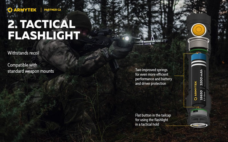 Lampe Torche Armytek Partner C2 V4 Magnet USB – 1100/1020 Lumens  NYCTALOPE  