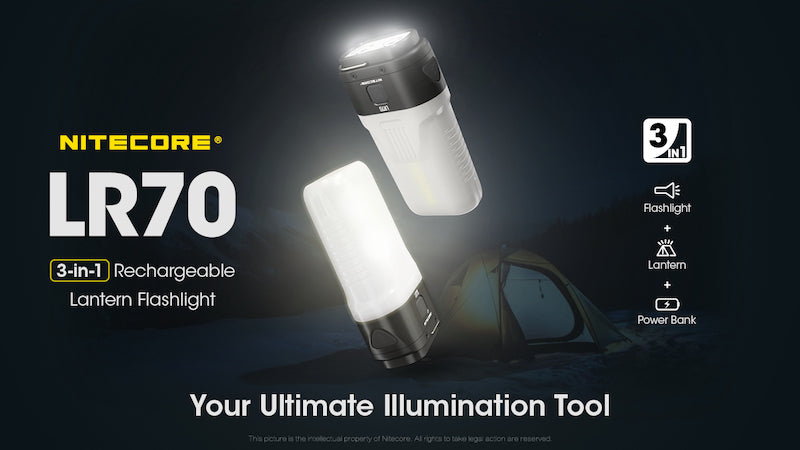 Lampe torche + Lanterne Nitecore LR70 – 3000 Lumens – Fonction PowerBank 10000mAh  NYCTALOPE  