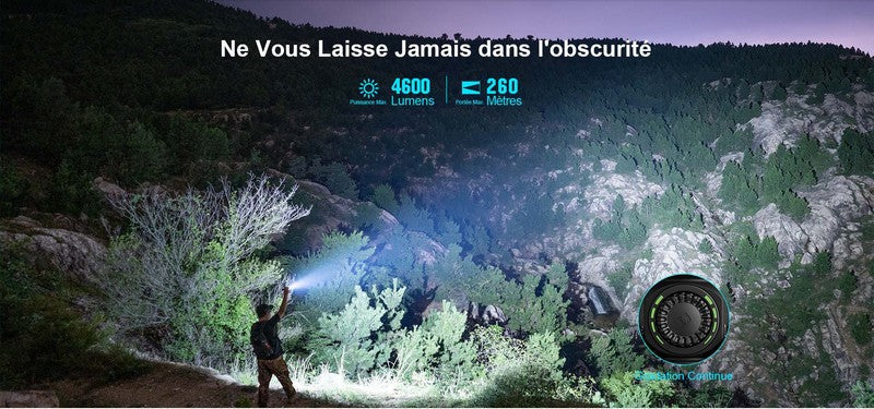 Lampe Torche Olight SEEKER 4 Pro Noir – 4600 Lumens  NYCTALOPE  